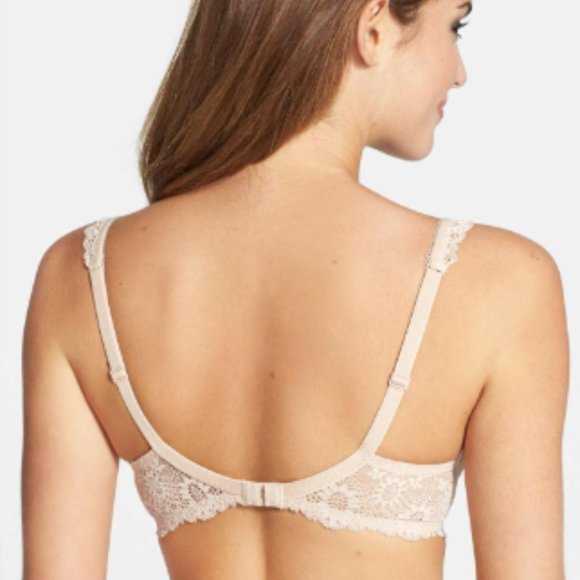 New NWT Simone Perele Caressance 3D Plunge Bra Nude Peau Rose 34F - Picture 5 of 16